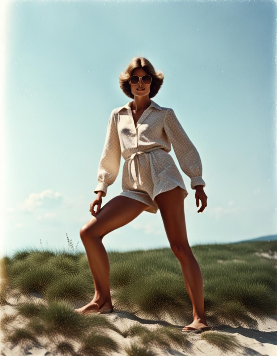 Vintage 70s Photo of Woman in Summer Clothes