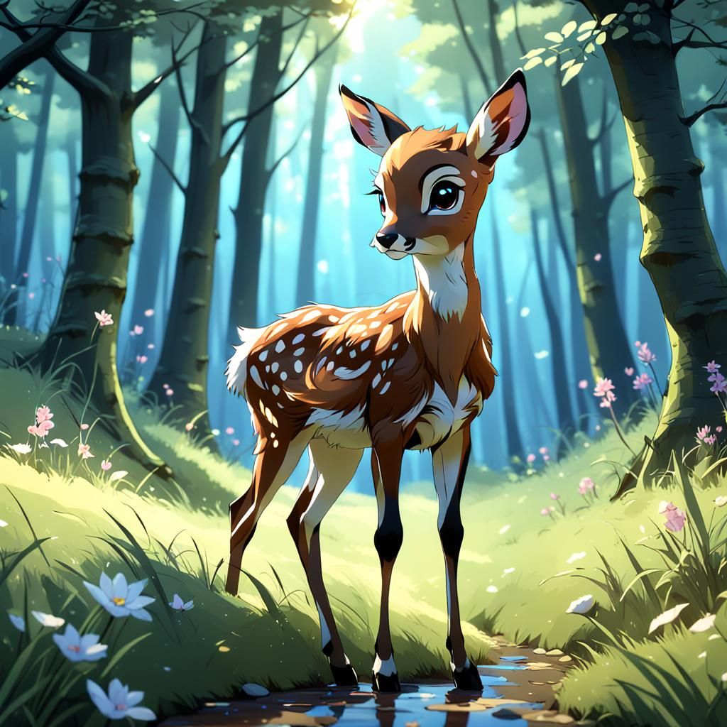 Aesthetic 3D Anime Bambi Inspired by Genshin Impact