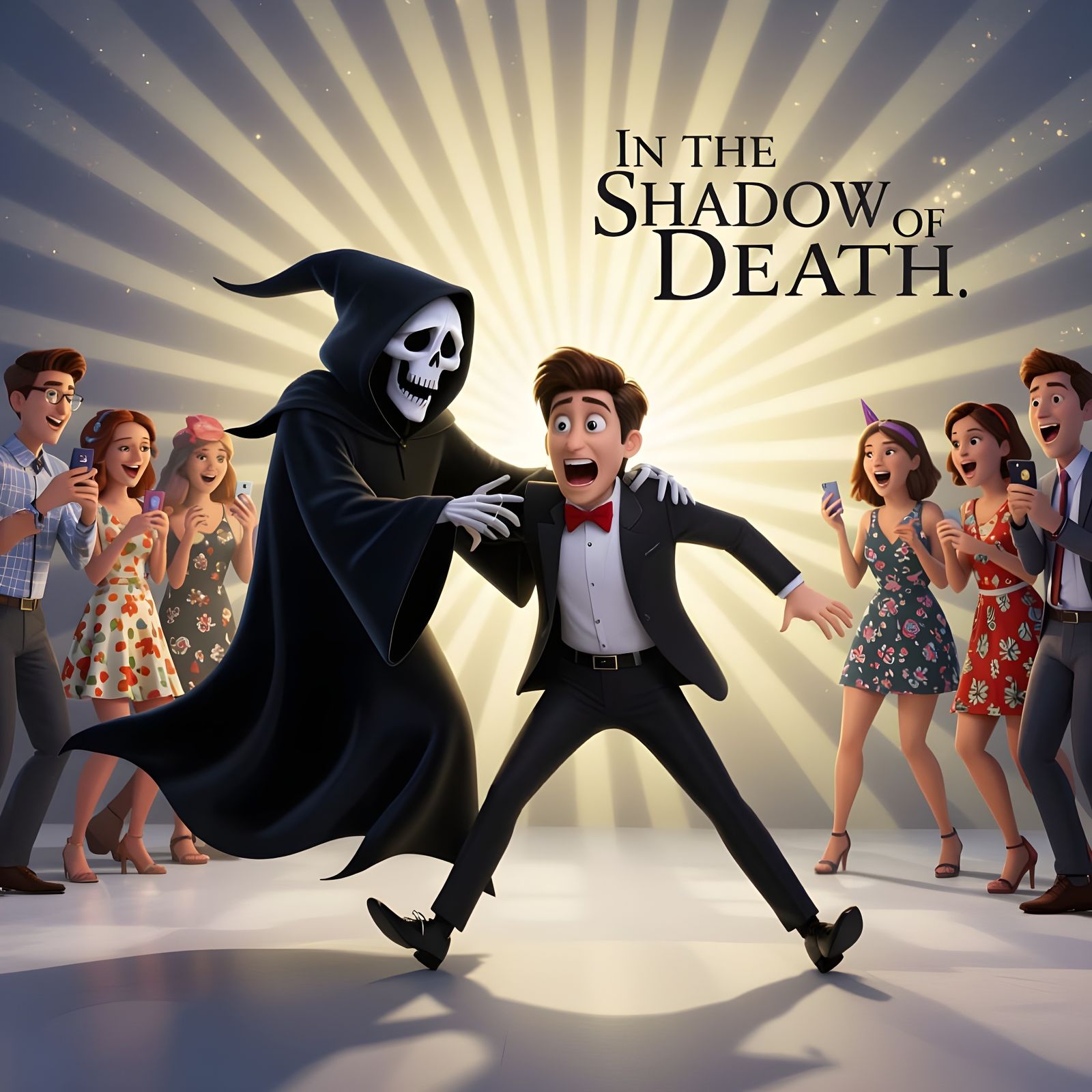Man Flees Grim Reaper at Party in Pixar Style