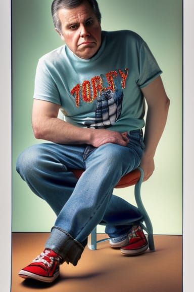 Comic Book Style Portrait in Cut-off Jeans