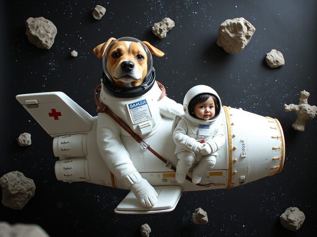 Cosmic Space Travelers in Mixed Media Clay