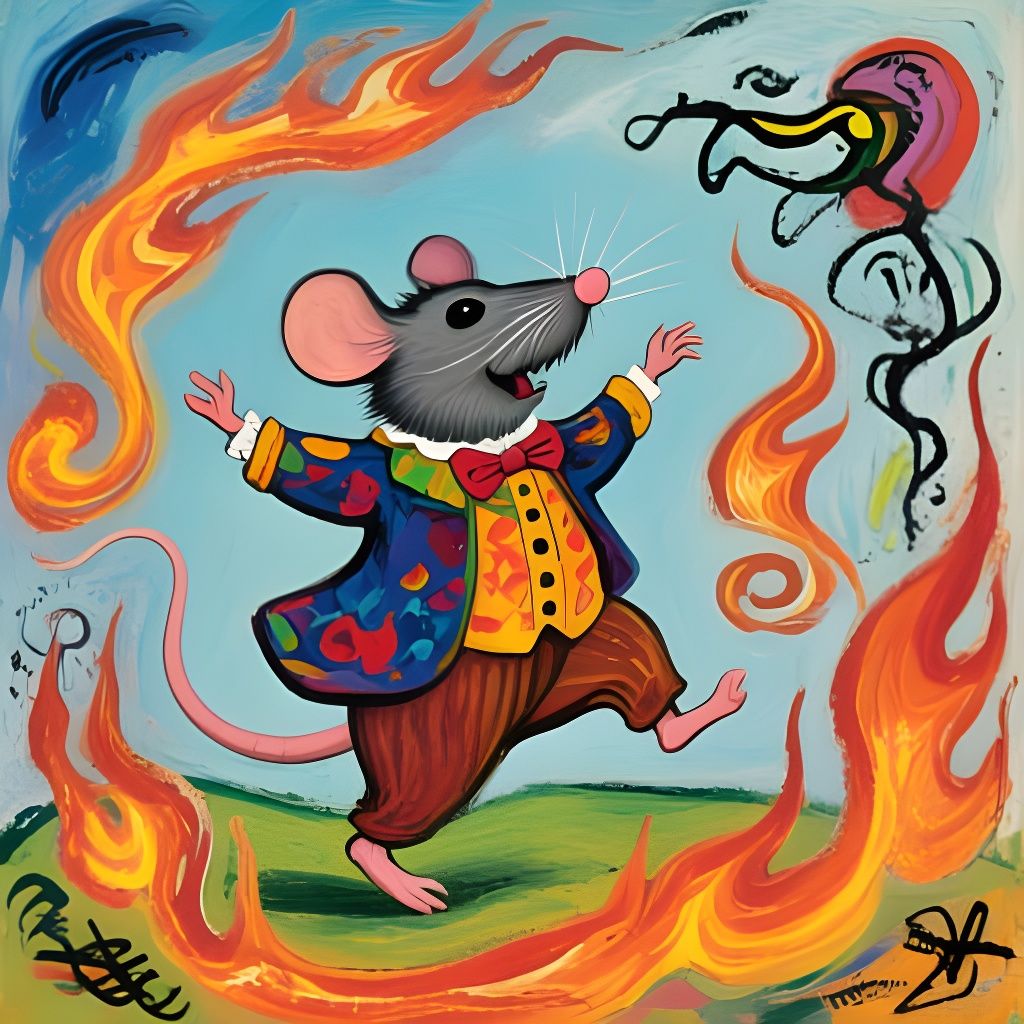Whimsical Mouse Dancing in a Surreal Dreamscape