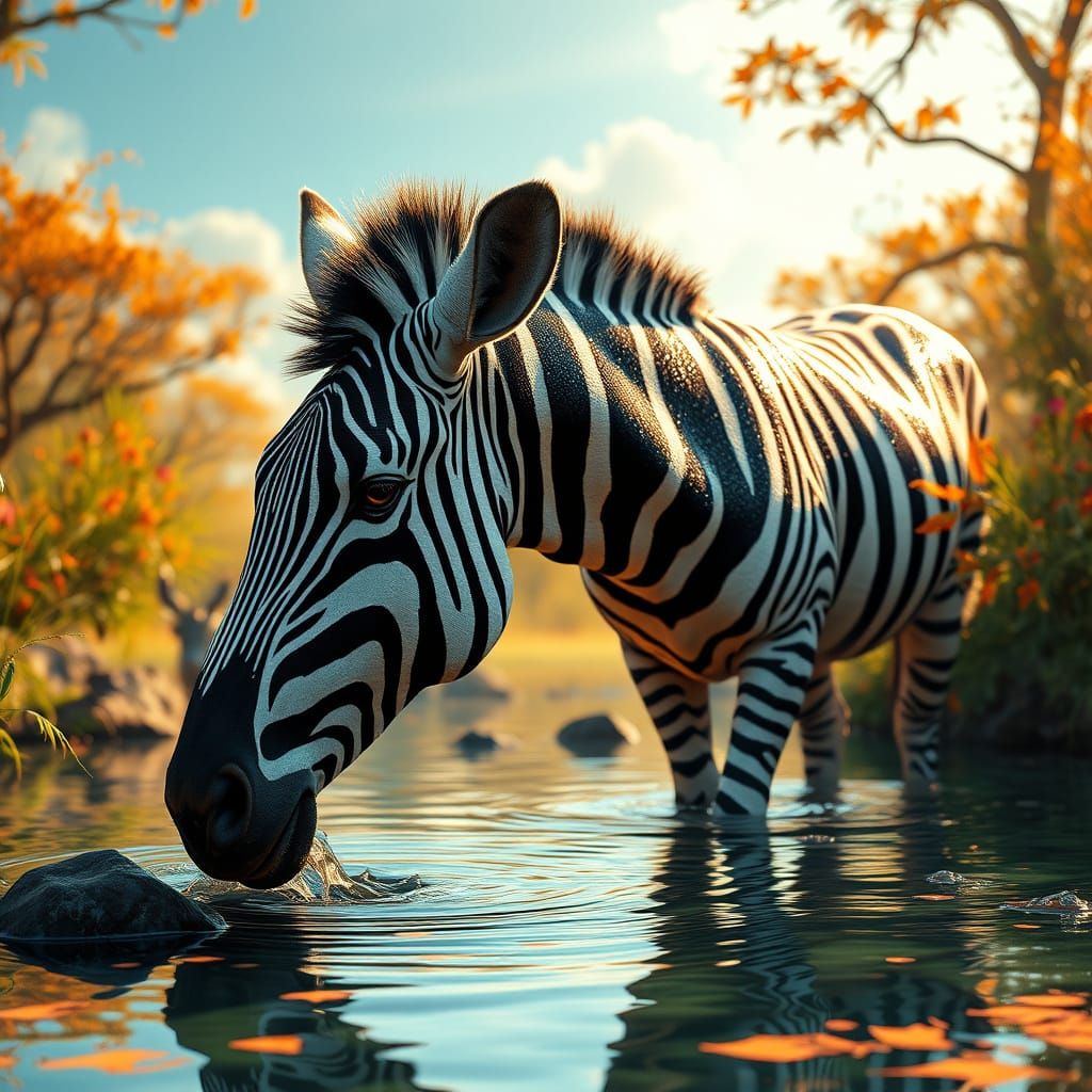 Savannah Zebra in Art Nouveau Style