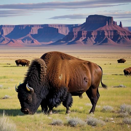 Bison Grazing in the American Southwest