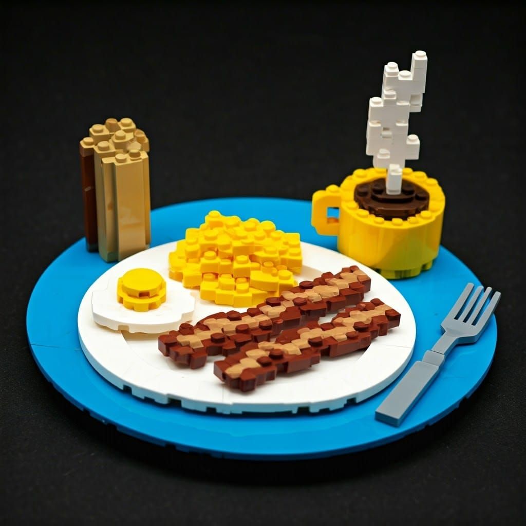 Vibrant Pop Art Breakfast Scene Made from Intricately Arrang...