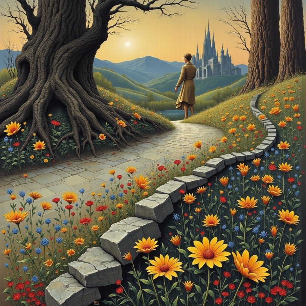 Abstract Geometric Figures in Ethereal Atmosphere