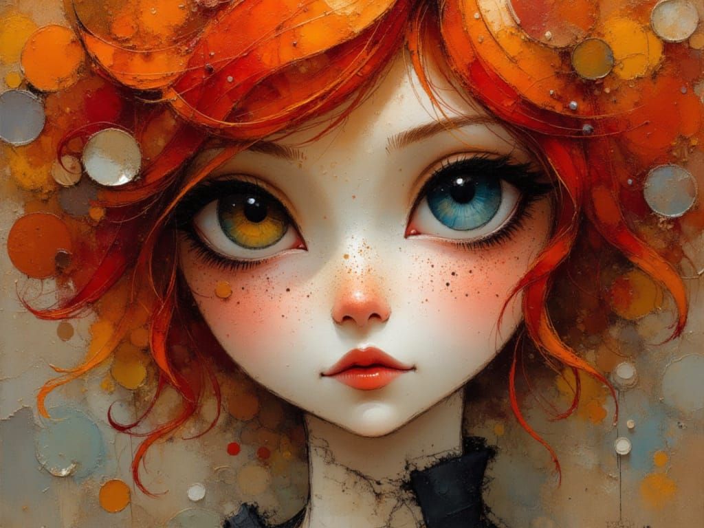 Ethereal Gypsy Punk with Red Hair and Freckles