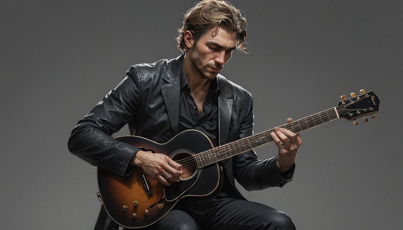 Guitarist Portrait in Hyperdetailed Lighting