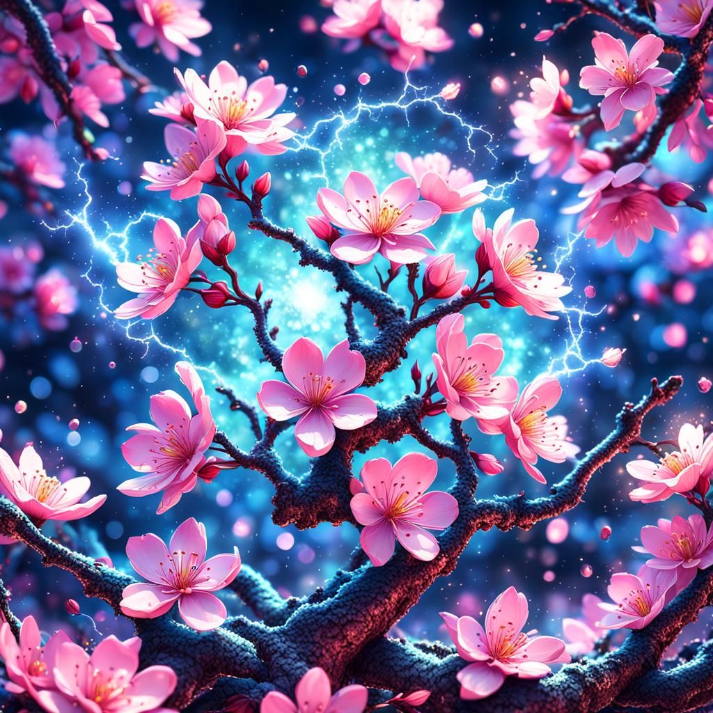 Magic Cherry Blossom: Detailed Fantasy Illustration