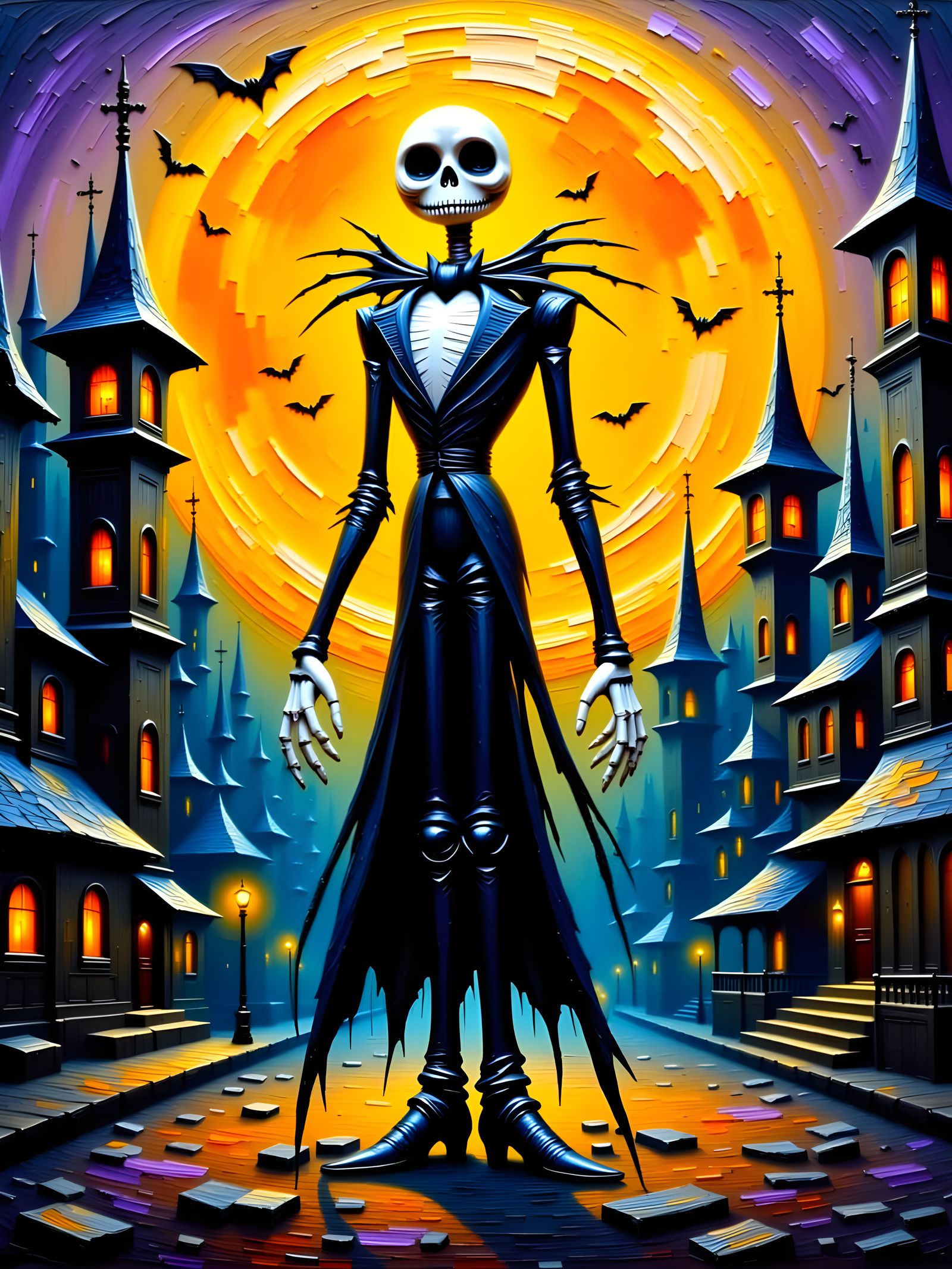 Surreal Halloween Town Dominated by Jack Skellington