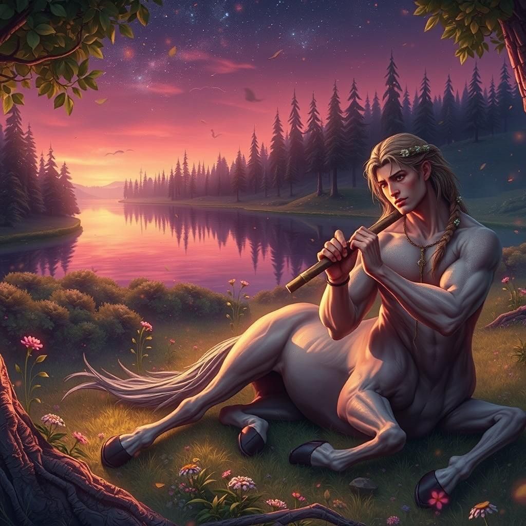 Majestic Centaur in Enchanted Forest at Dawn