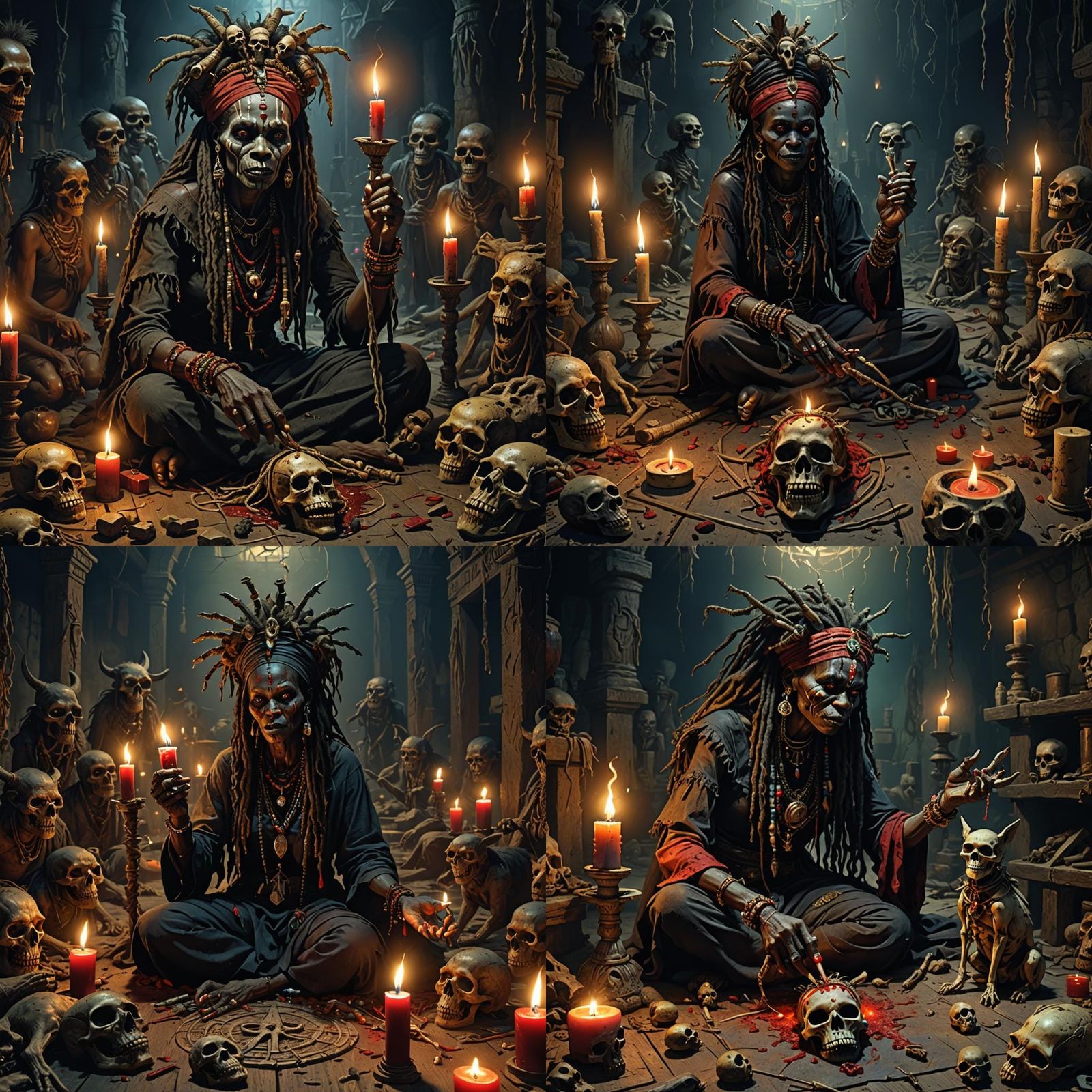 Demonic Voodoo Witch Doctor Summons the Dead