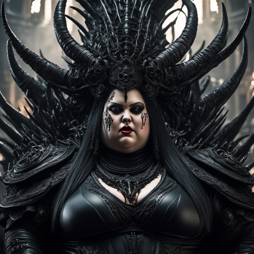 bbw dark demon goth vampire with giantspikes and horns on he...
