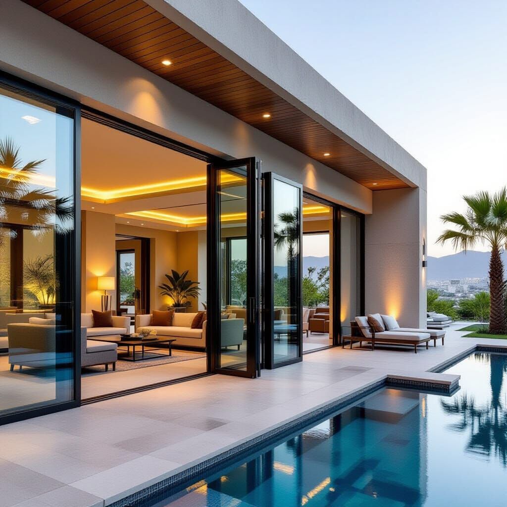 Modern Middle Eastern Residence with Folding Glass Doors