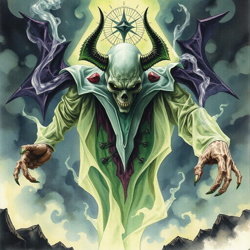 Phantom Warlock Emerges from Liminal Wormhole in Cubist Styl...