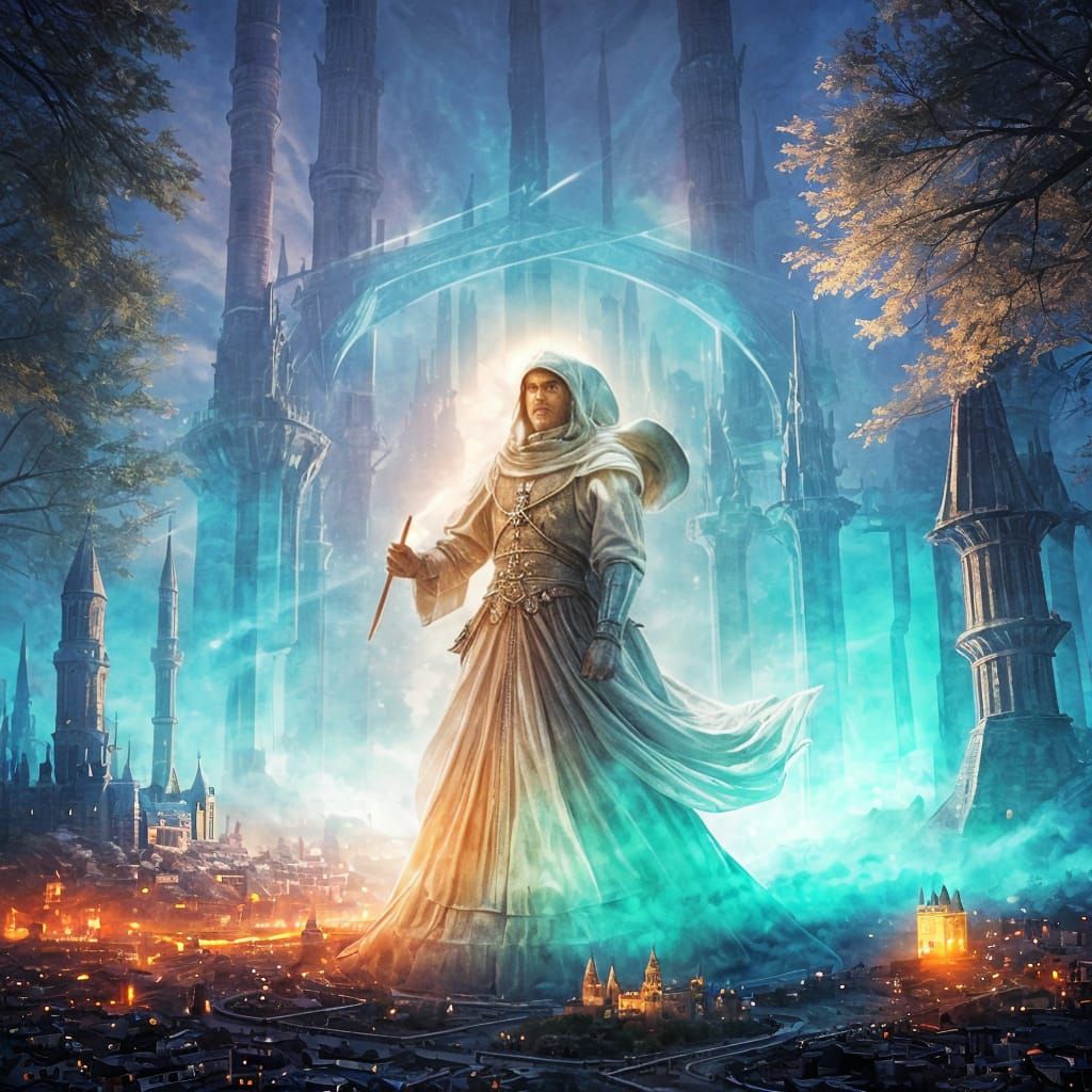 Majestic Medieval City at Dusk with Castle on Mountain