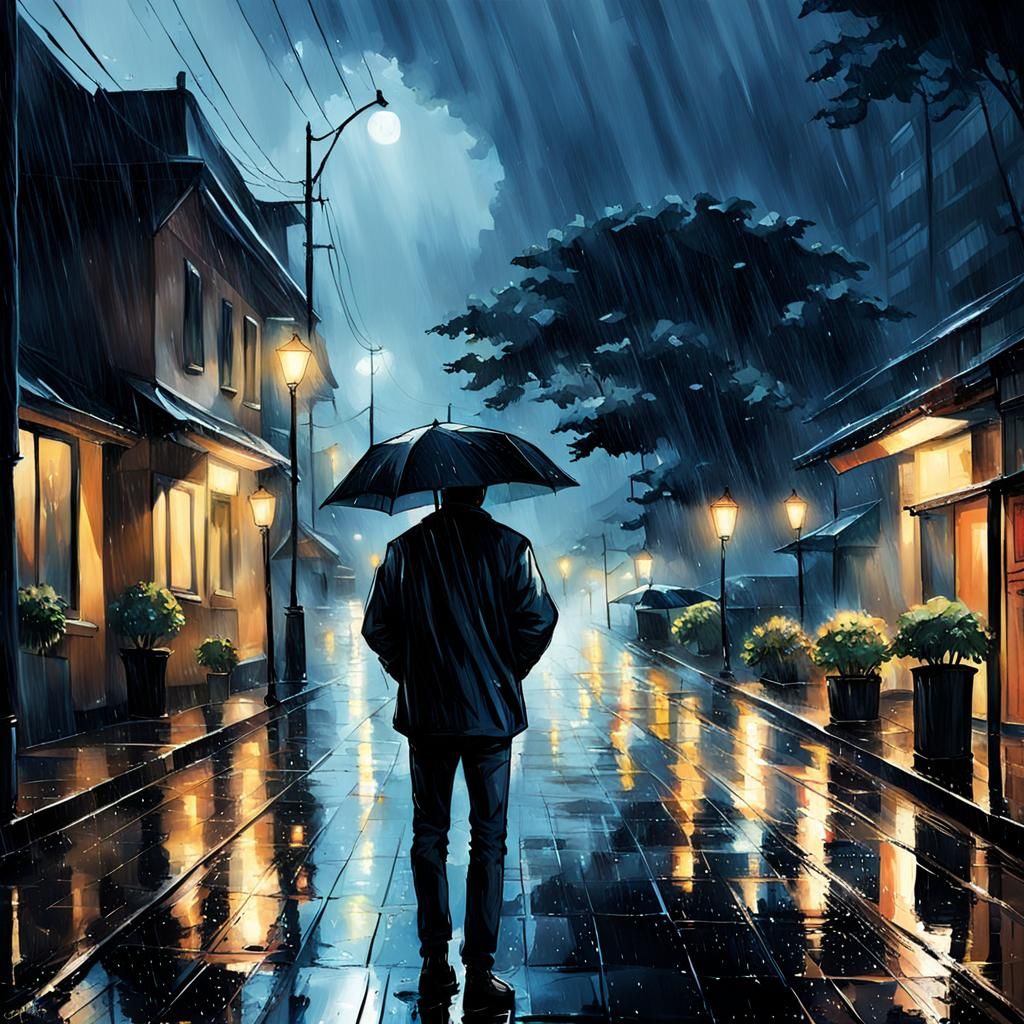 Rainy Night: A Study in AI-Generated Melancholy