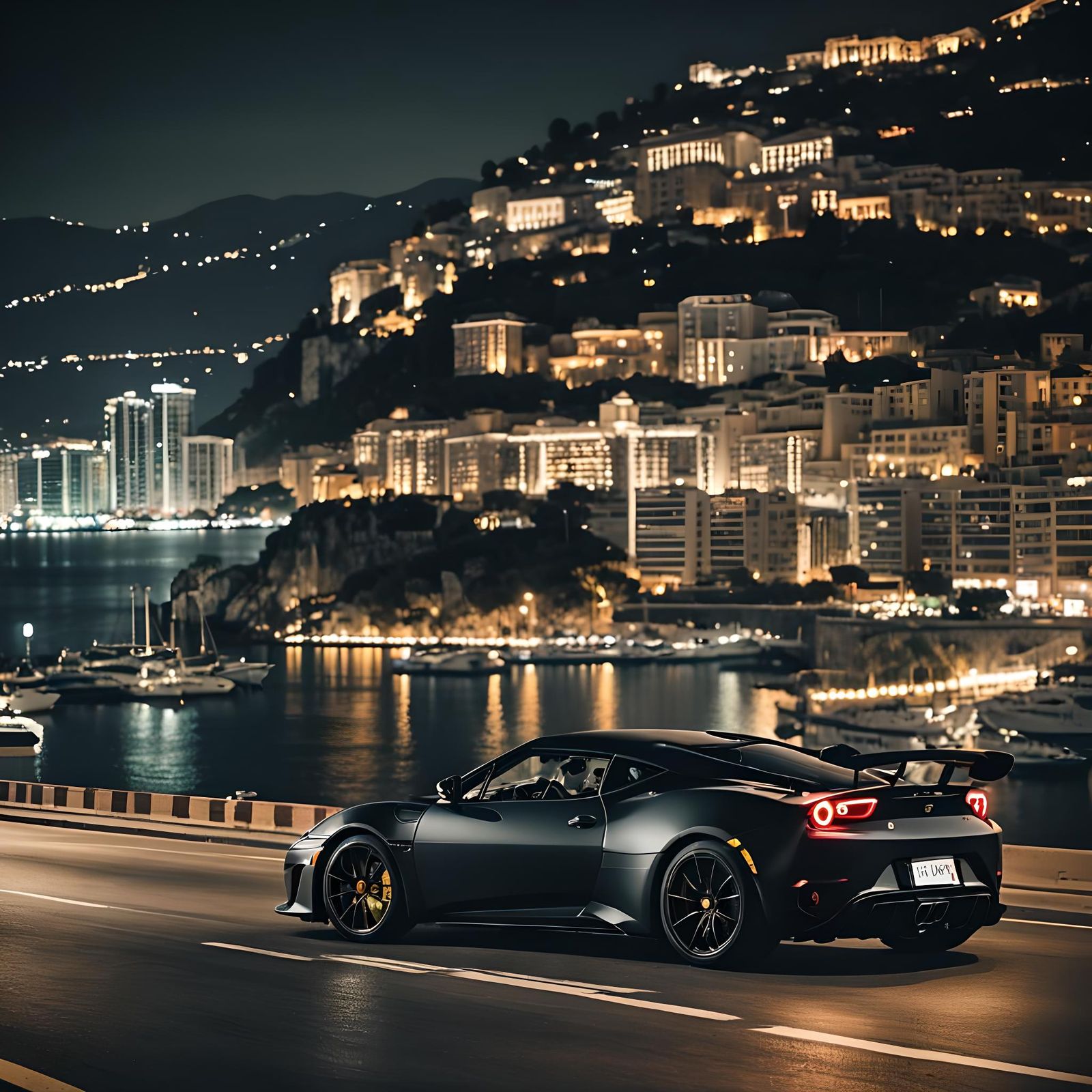 Lotus Evora GT Drifting in Monaco Bay at Night