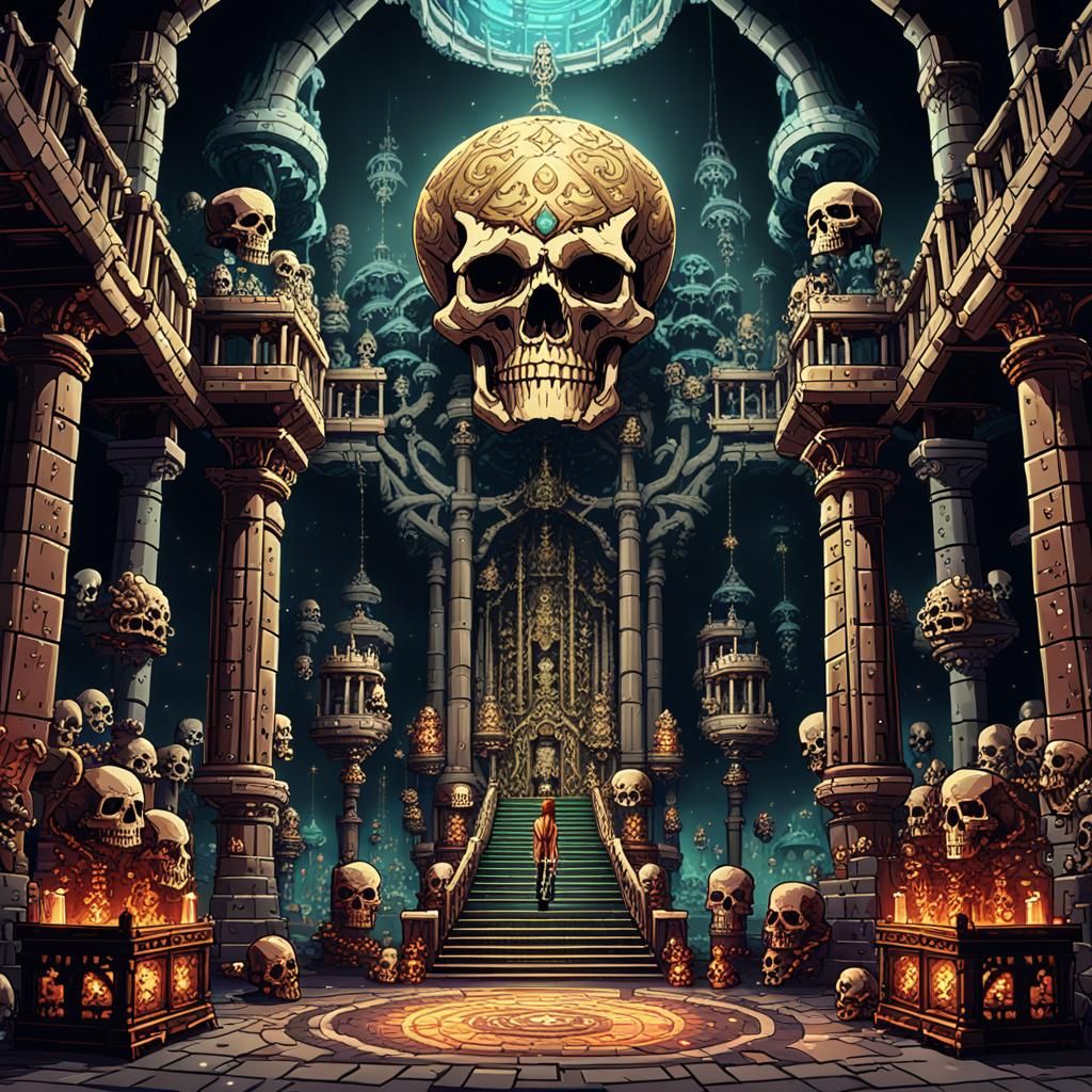 Pixel Art Hourglass in a Spooky Dungeon