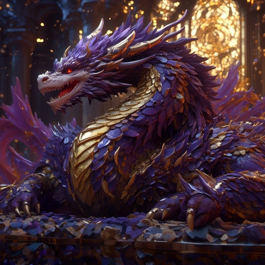 Dragon King Resting After Battle in Dark Fantasy Style