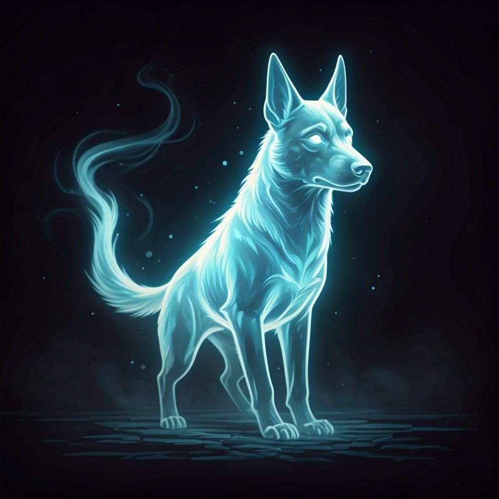 Ethereal Canine Apparition in Dreamlike Illustration