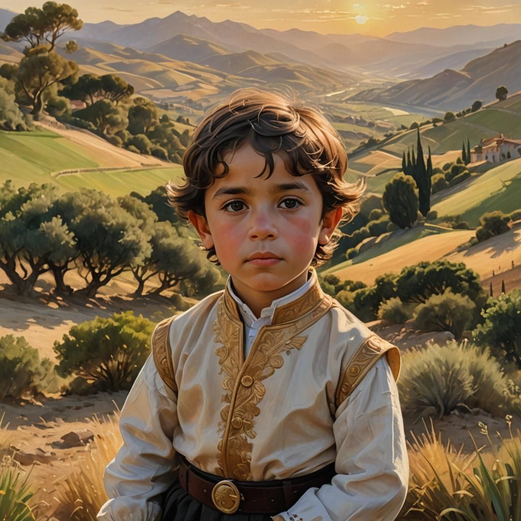 Chilean Boy in Traditional Attire, Renaissance Style