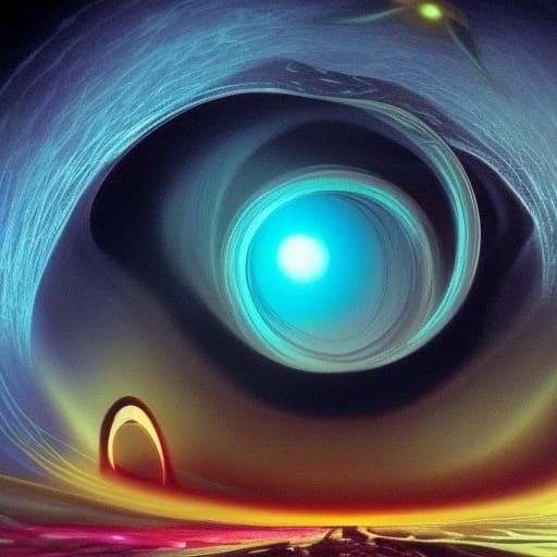 Surreal Brain Enters Black Hole, Digital Art