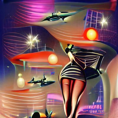 Retro-Futuristic Pinup in Space Nightlife