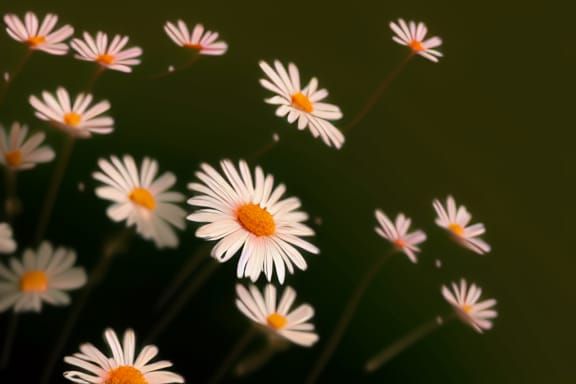 Botanical Daisies in Colorful Digital Painting
