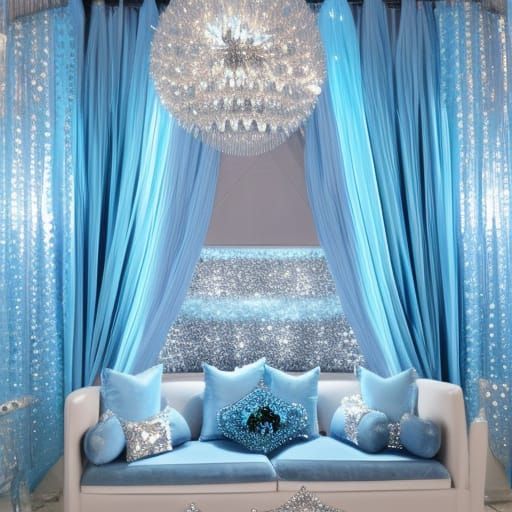 Frozen Elsa rhinestone penthouse with ice walls with Silver rhinestones accents& ice blue rhinestone accents& Blue rhine...