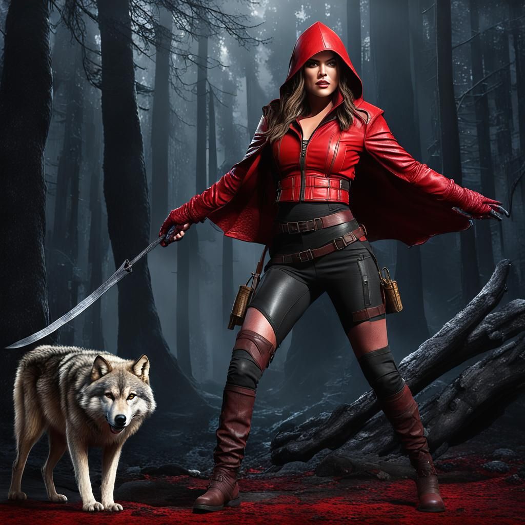 Khloe Kardashian as Red Riding Hood in Leather