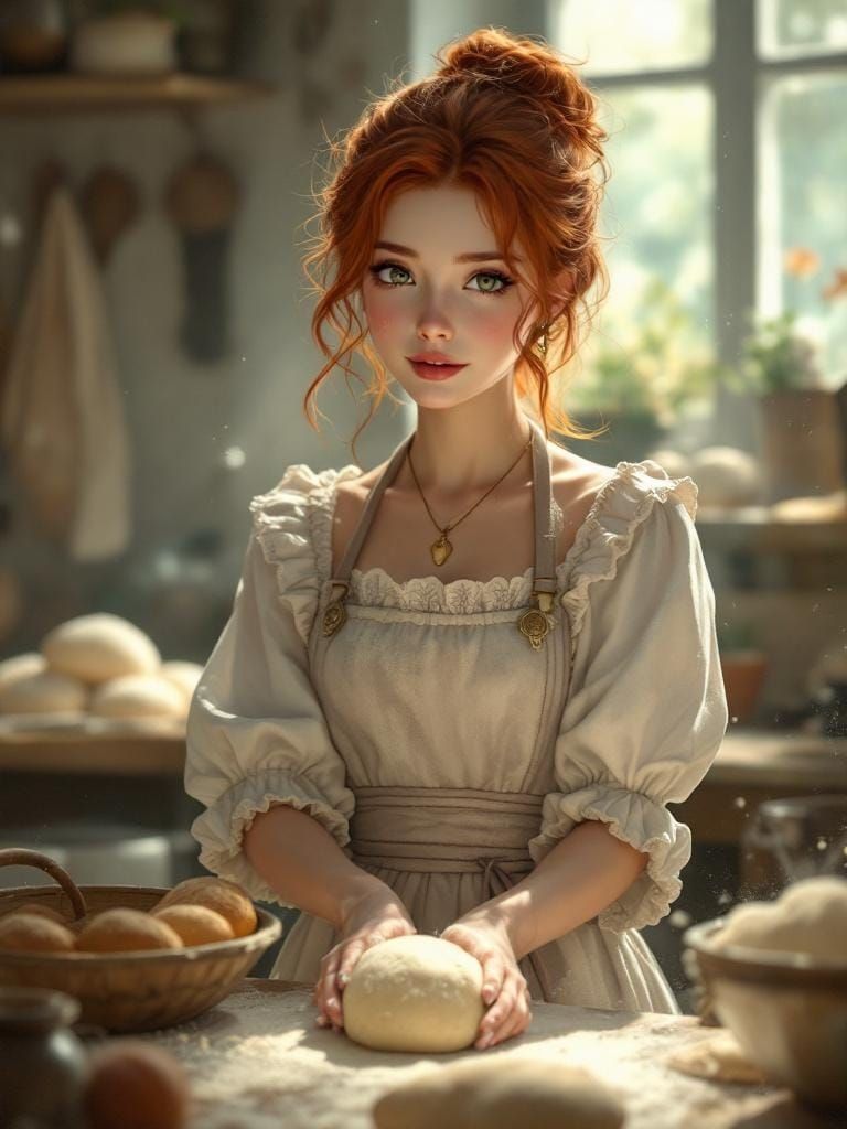 Redhead Baker in Anime Style Kitchen