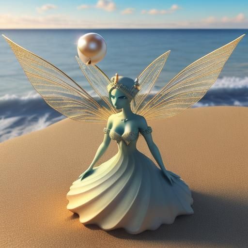 Sand Fairy on the Beach in 3D
