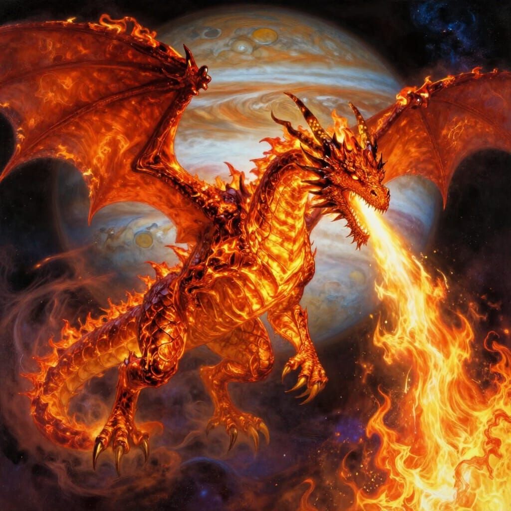 Colossal Fire Dragon Emerges From Jupiter's Storms