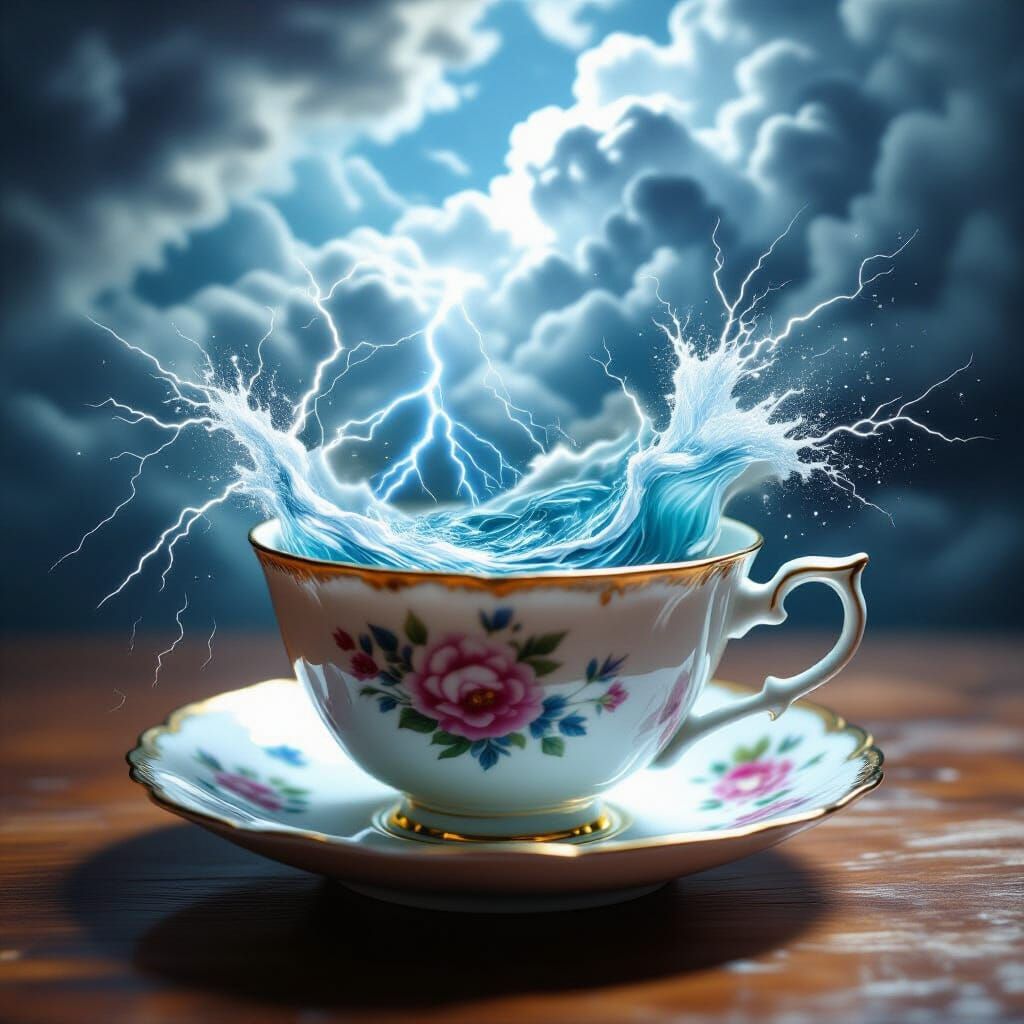 Teacup Tempest: Photorealistic Miniature Storm