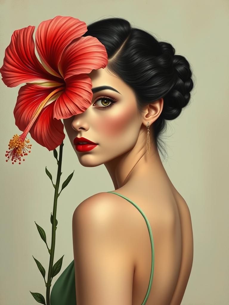 'Woman and Flowers' Series. Hibiscus Flower