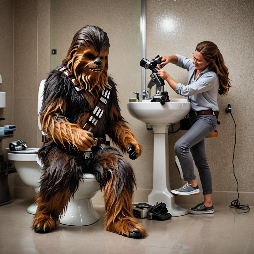 Chewbacca's Unexpected Grooming Session: A Humorous Portrait