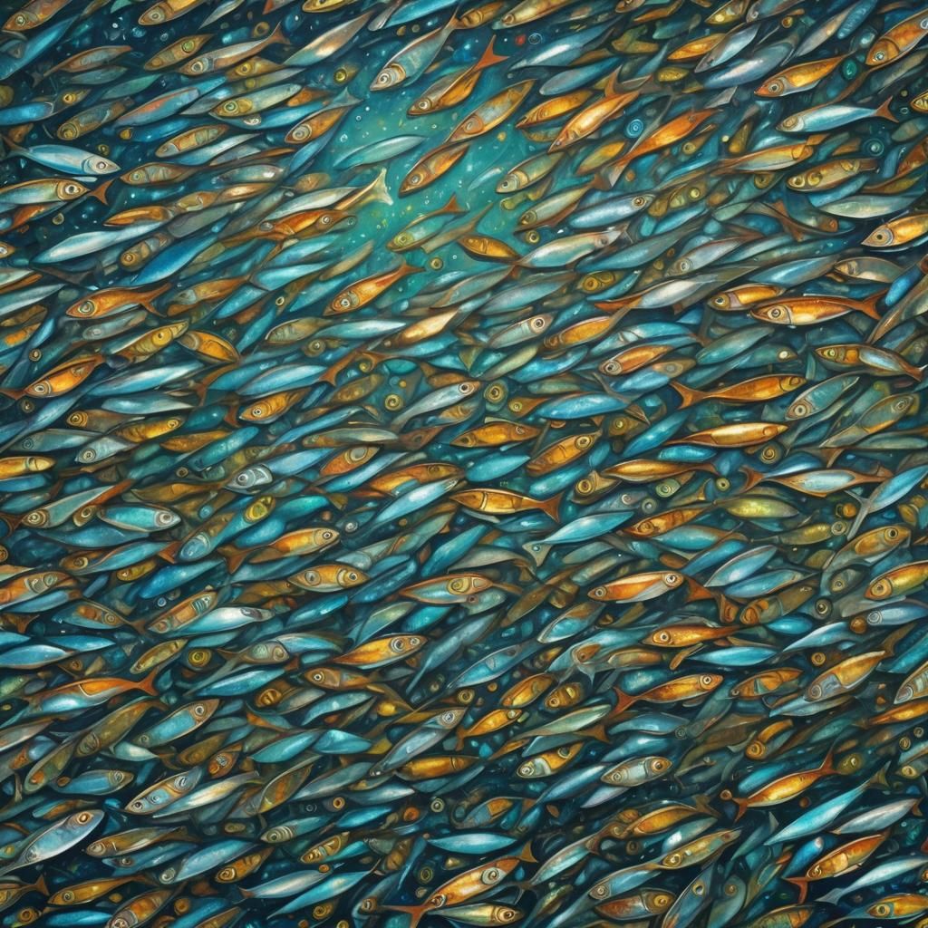 Surreal Astral Fish in Cosmic Holographic Art