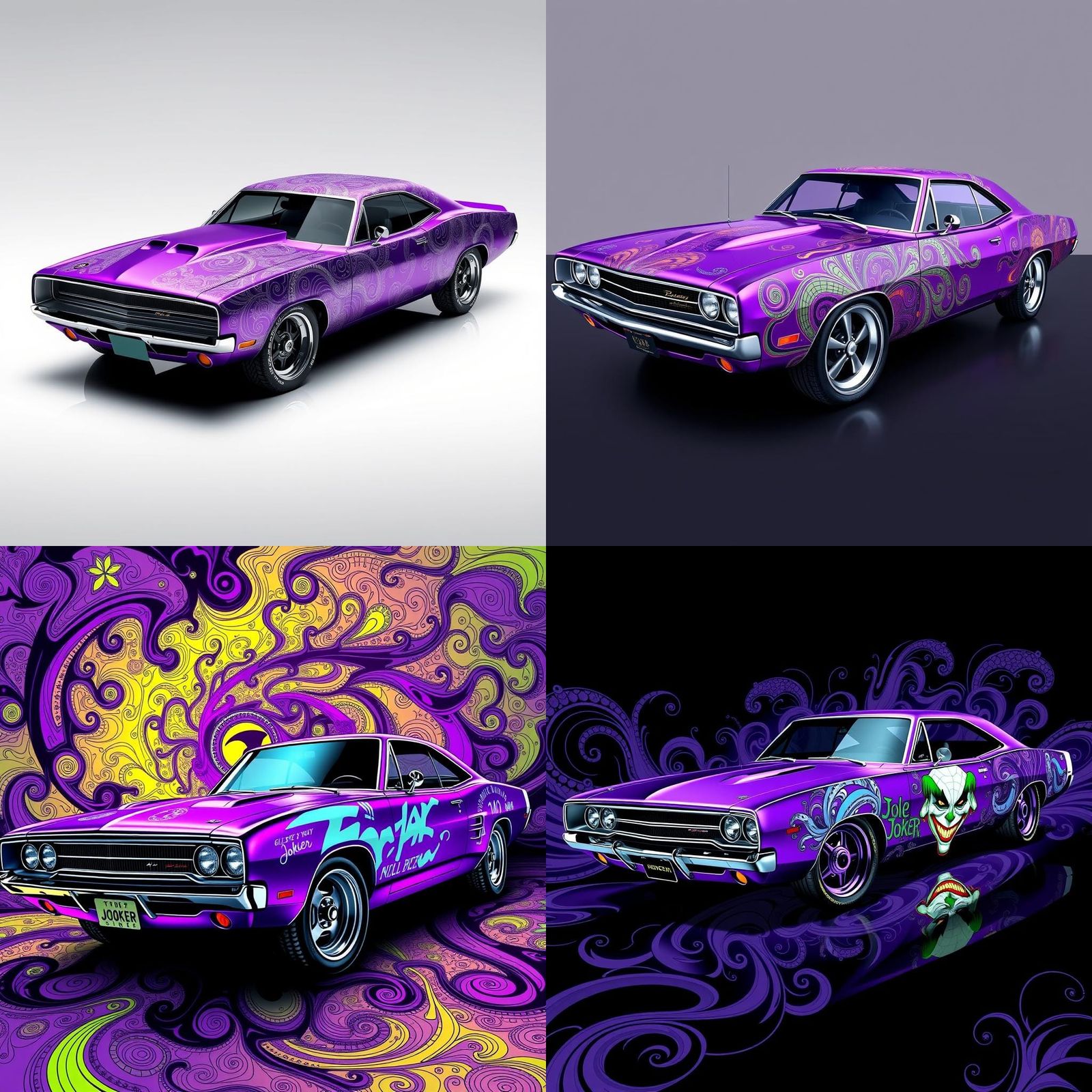 Joker-Themed Neon Purple 1968 Dodge Challenger