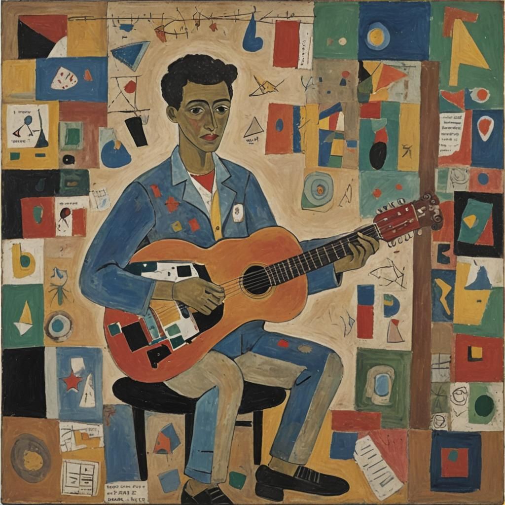 Guitar Player in Surrealist Abstract Style