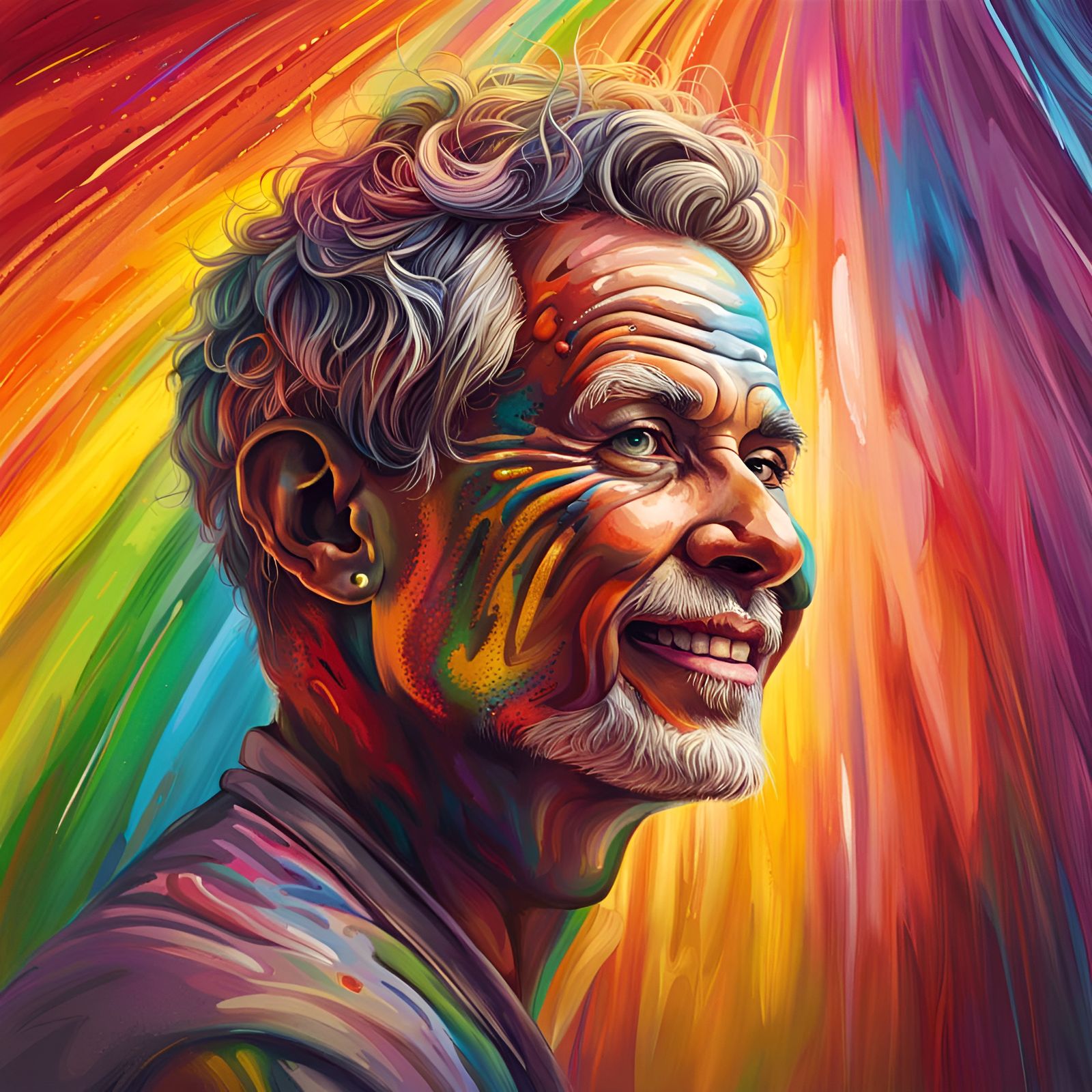 Colorful Philanthropist Portrait in Splash Art Style