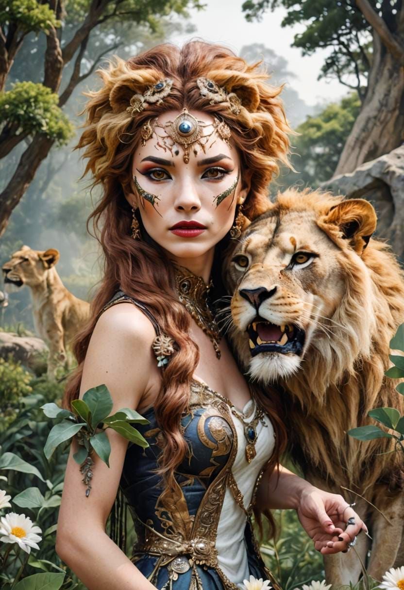 Lion Woman Digital Portrait