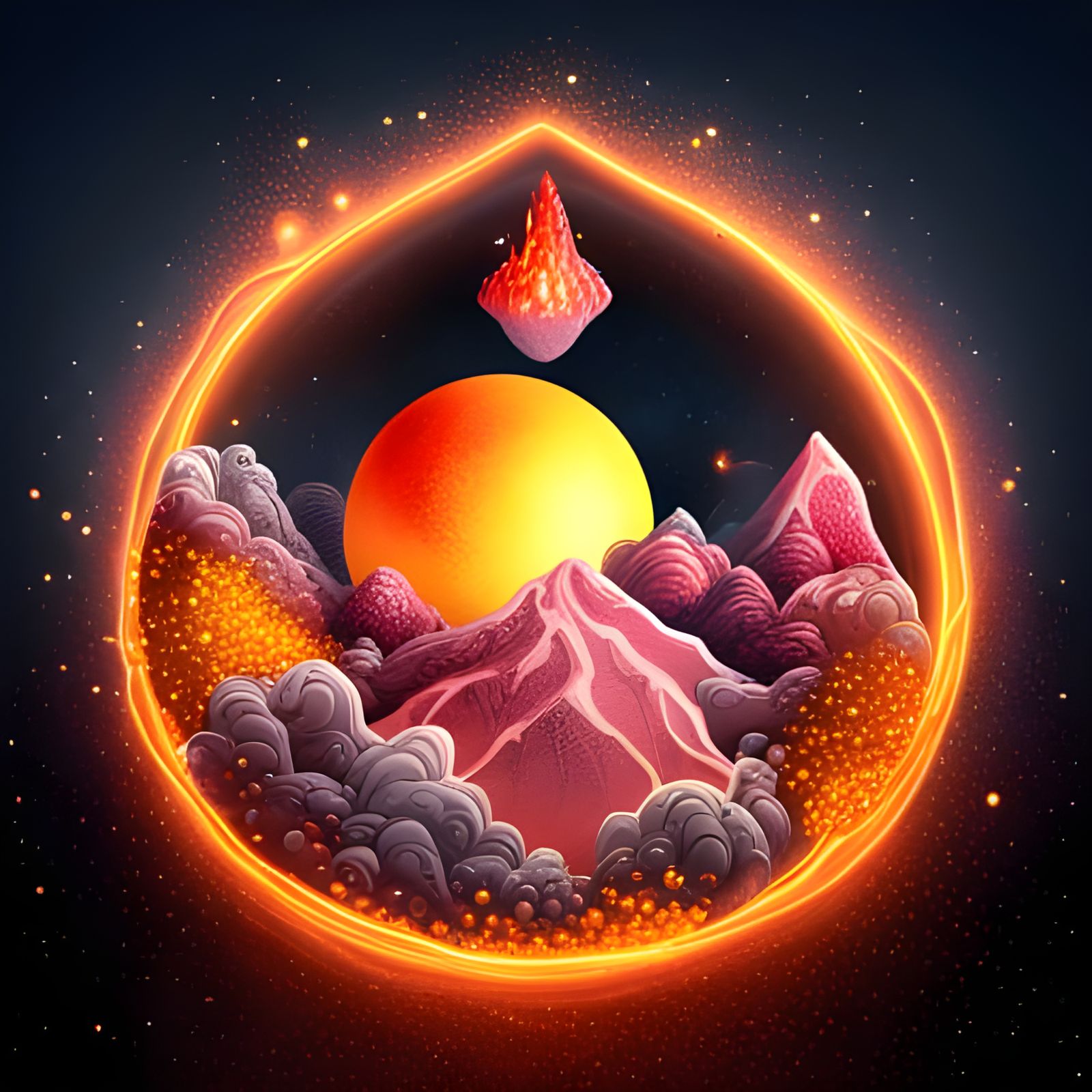 3D Chibi Ball Volcanoes Erupting Glitter Lava