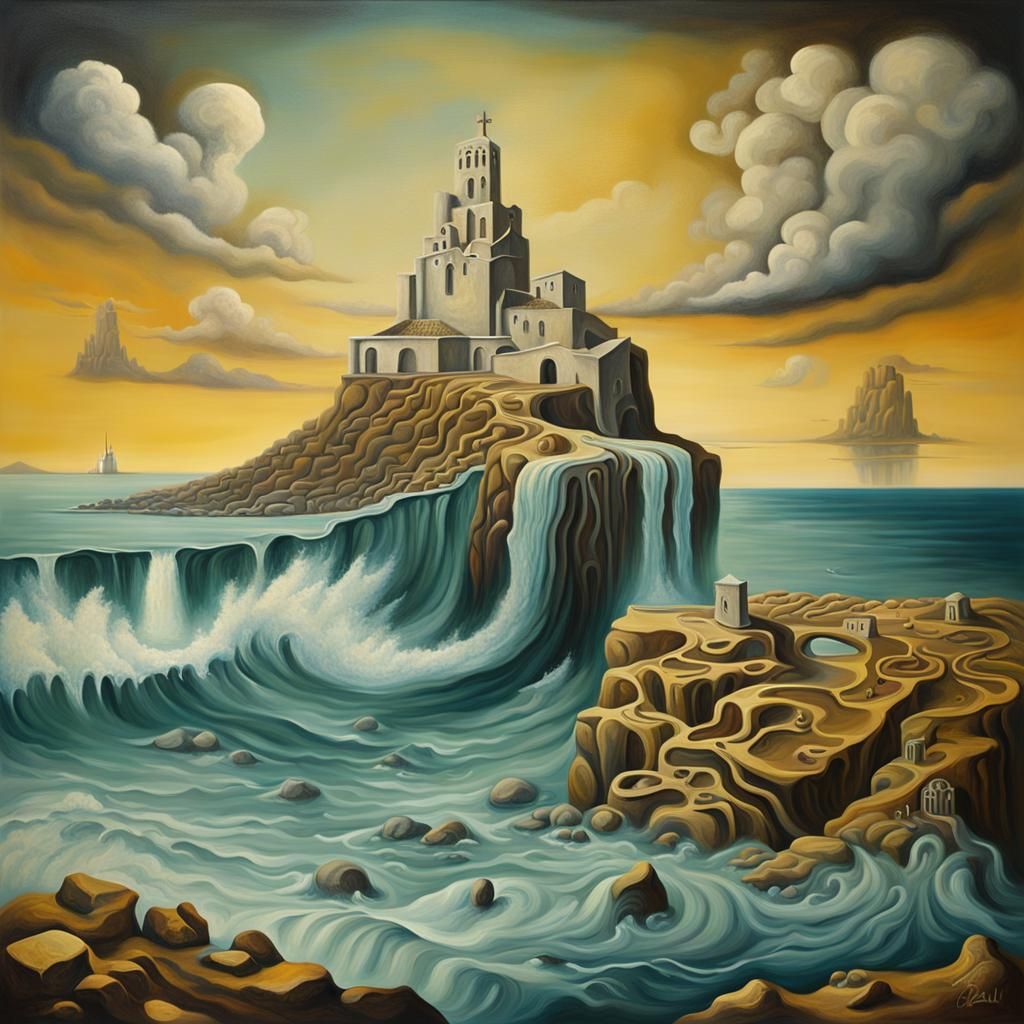 Surreal Celtic Castro Seacoast in Dali Style
