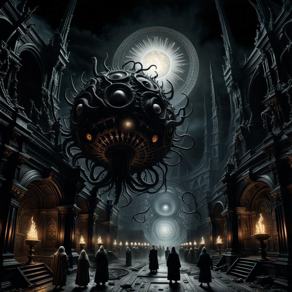 Apocalyptic Azathoth Manifestation in Dark Fantasy Style