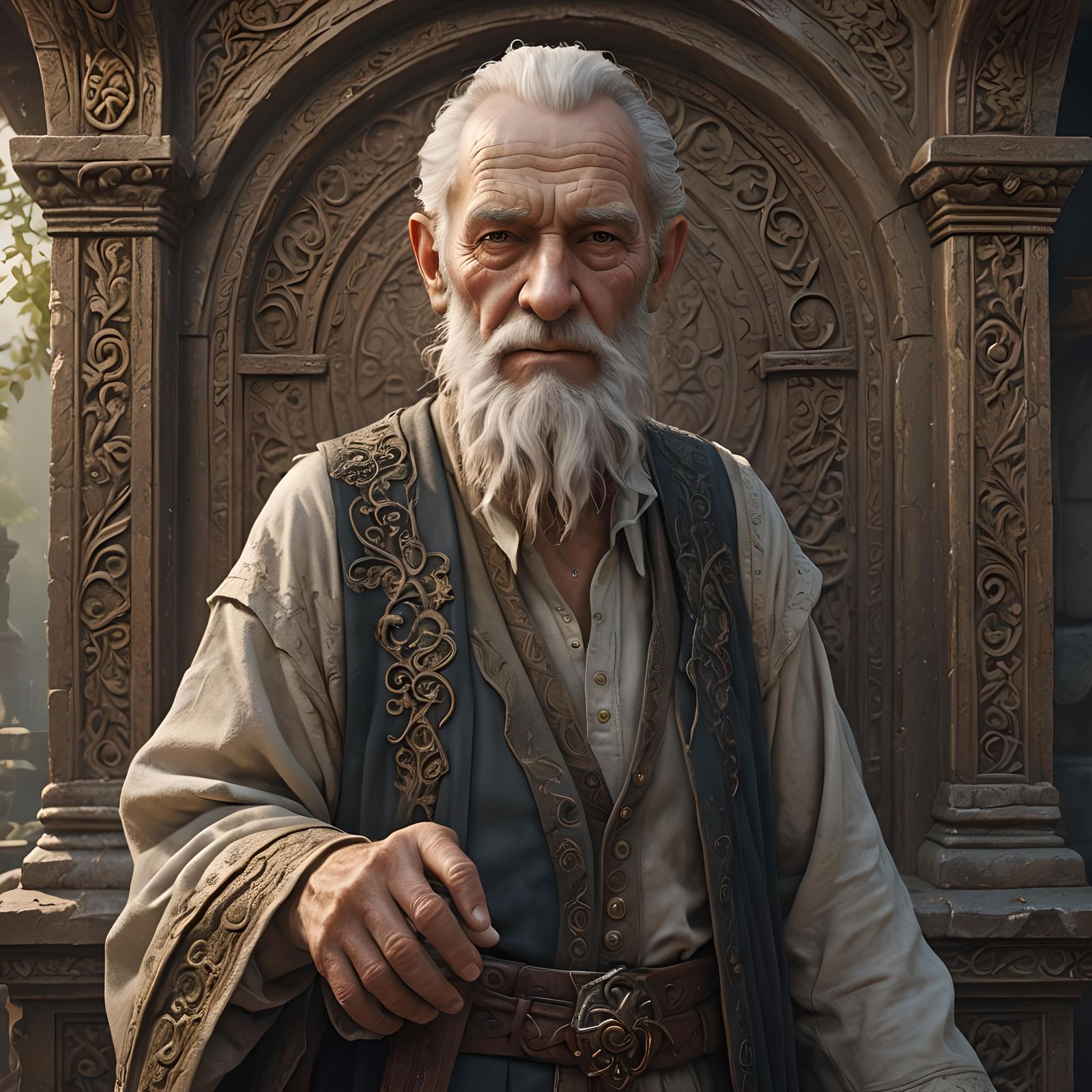 Epic Portrait of a Handsome Old Man in Fantasy Setting