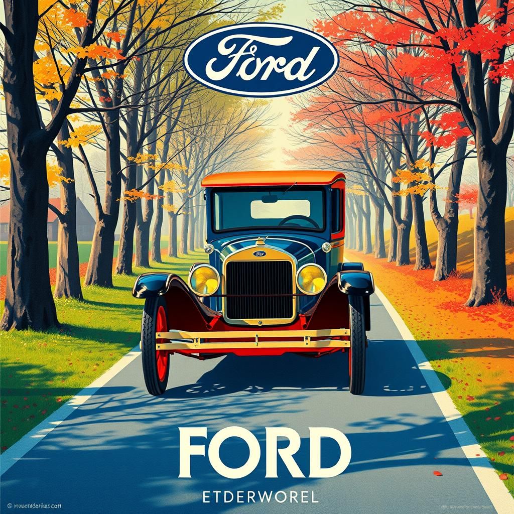 1920s "Ford T" Art-Déco Advert by Ford Motors v2