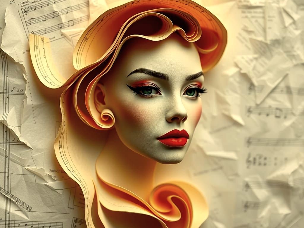 Ethereal Papercut Goddess in 2.5d Watermarked Splendor