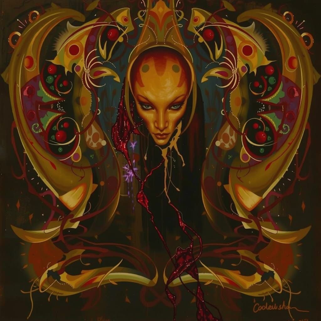 Dynamic Abstract Expressionism with Iridescent Patterns