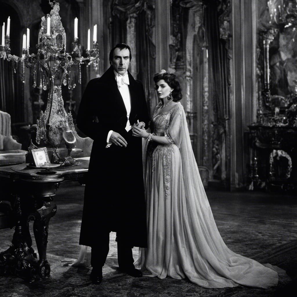 Dracula Holding Woman, 1970s Black and White Film